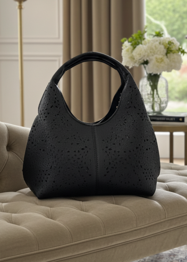 Portofino Black Laser Cut Tote Bag