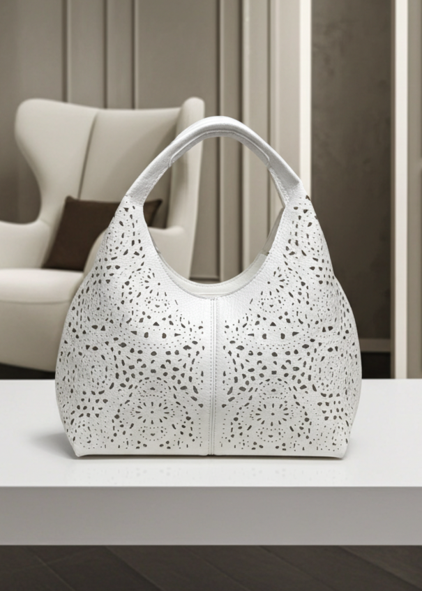 Portofino White Laser Cut Tote Bag