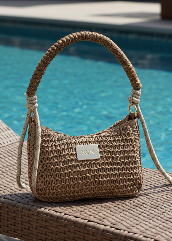 Keeva Beige Straw Crossbody Bag