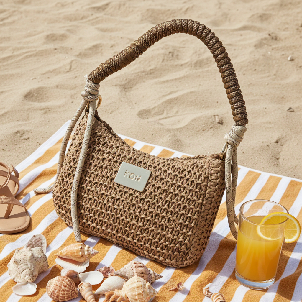 Keeva Beige Straw Crossbody Bag