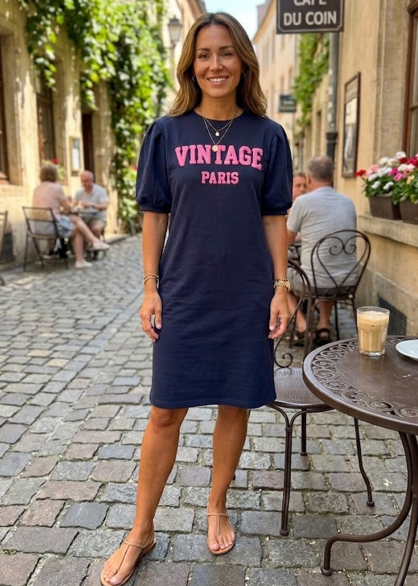 Gabrielle Navy Vintage T-Shirt Dress