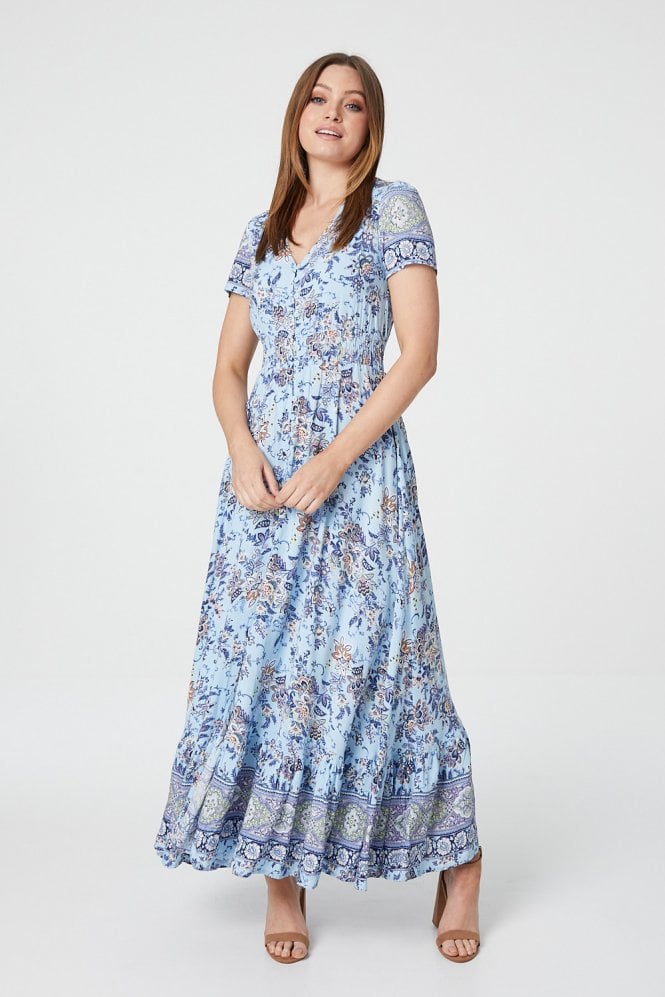 Lorna Blue Boho Maxi Dress