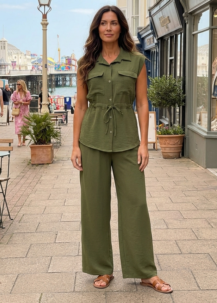 Loyola Khaki Drawstring Top Set