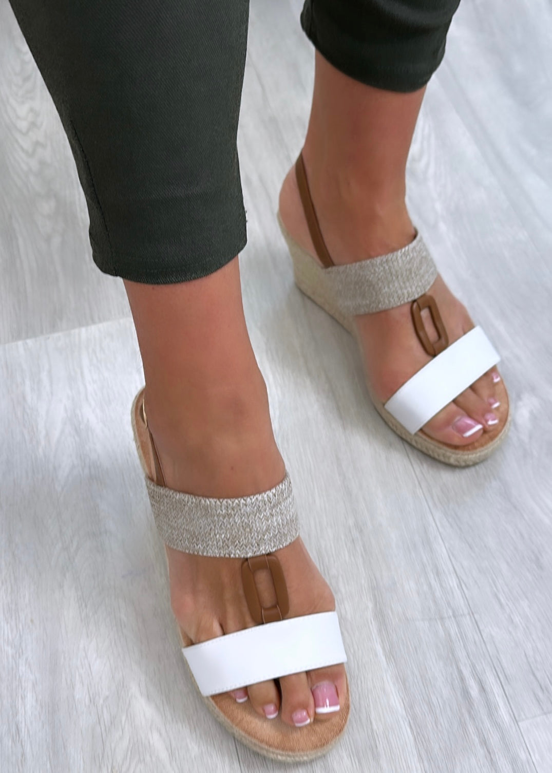 Phila White Wedge Sandals