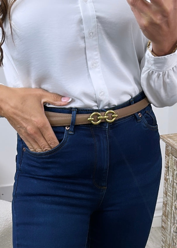 Cory Taupe Buckle Belt