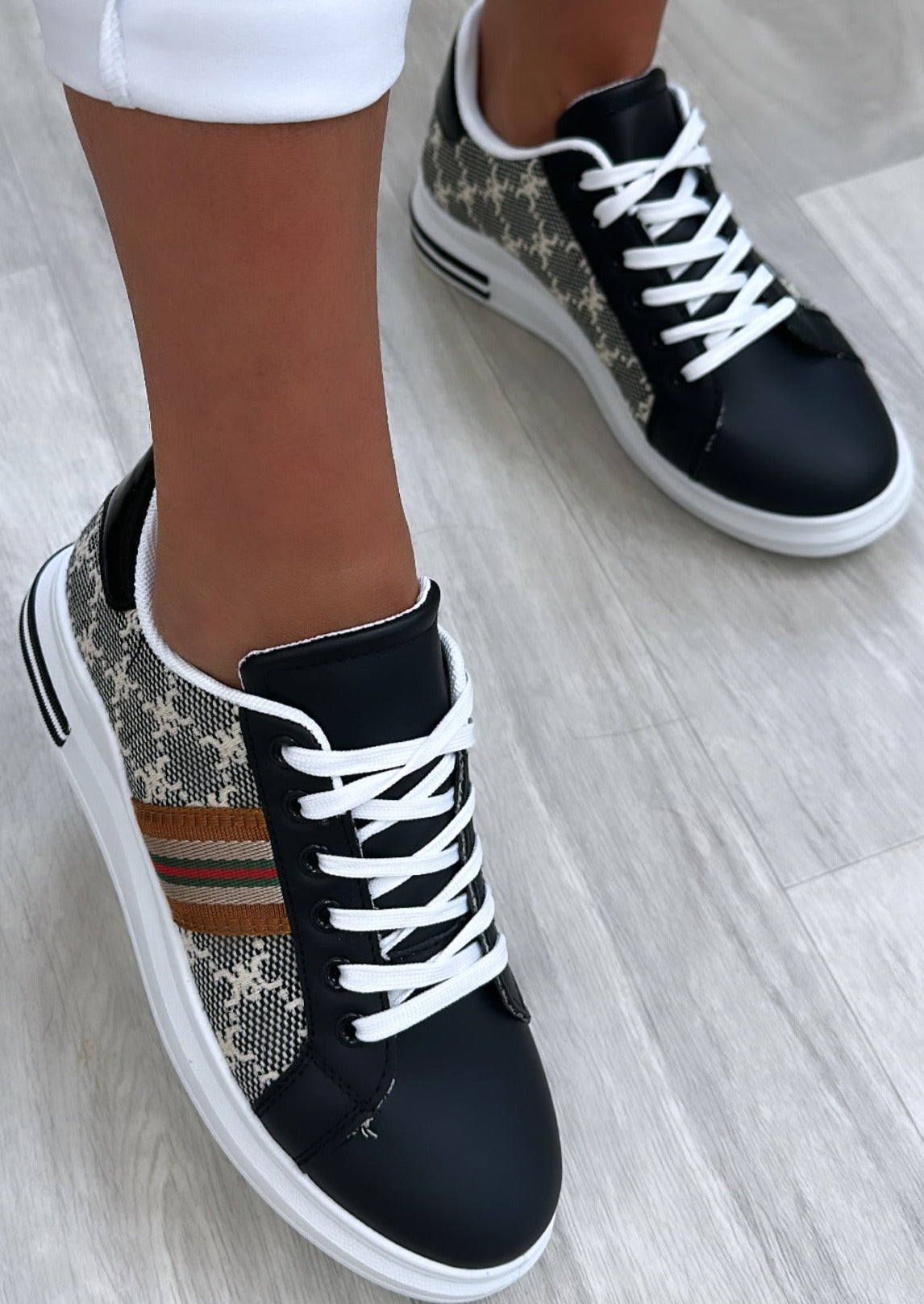 Marisse Black Side Stripe Trainers