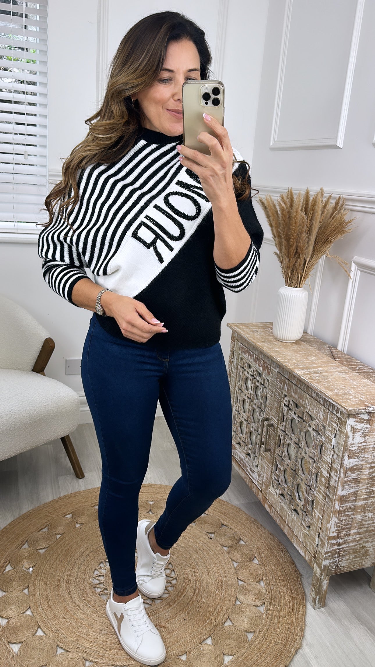 Vegas Black AMOUR Striped Jumper