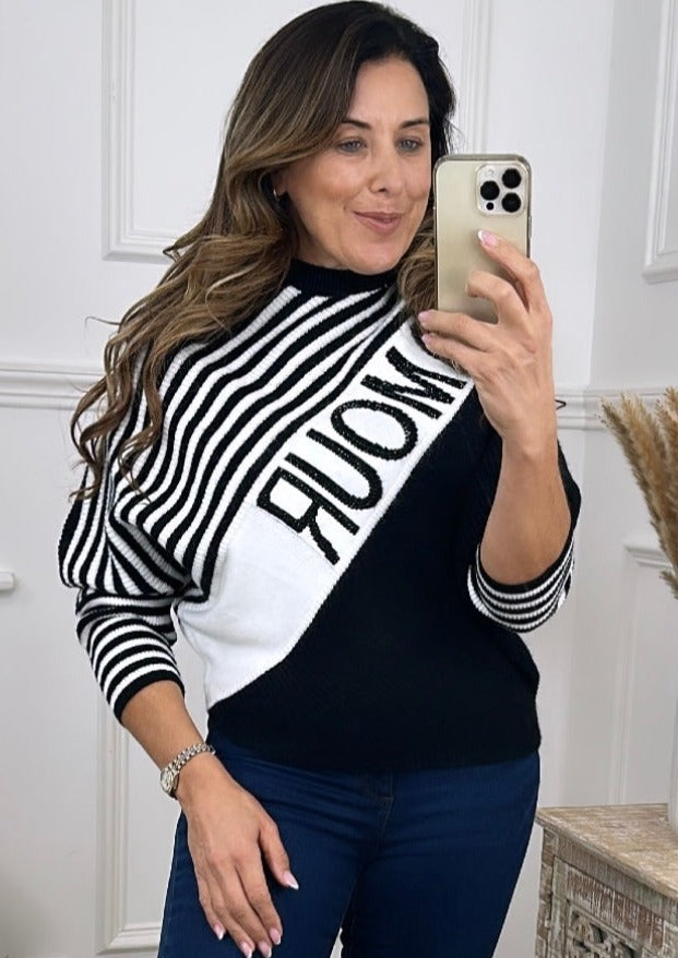Vegas Black AMOUR Striped Jumper