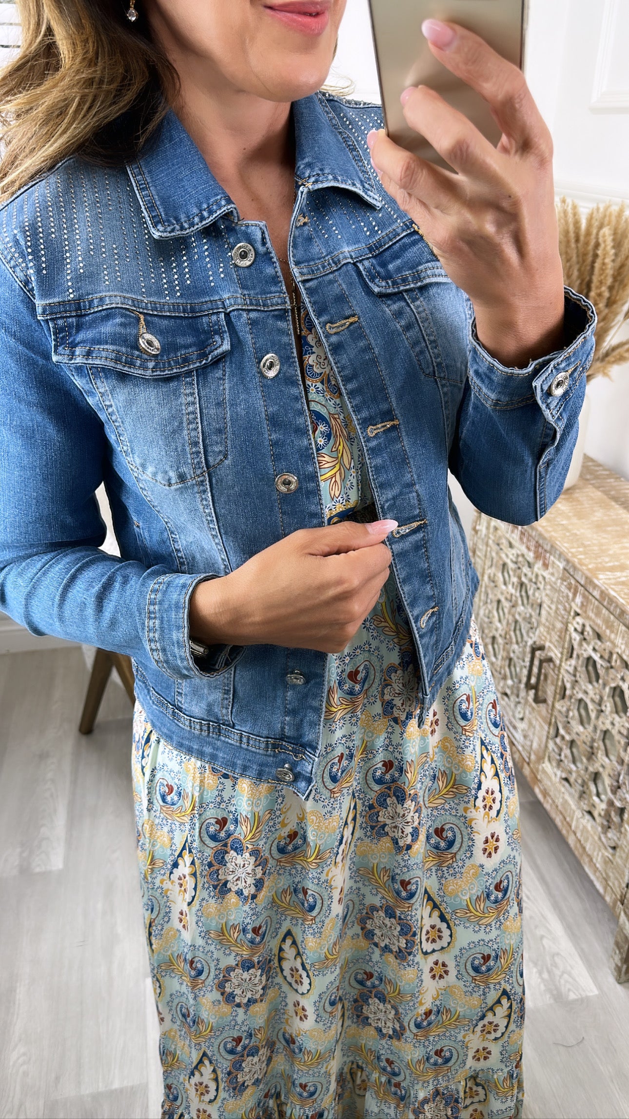 Melinda Blue Embellished Denim Jacket