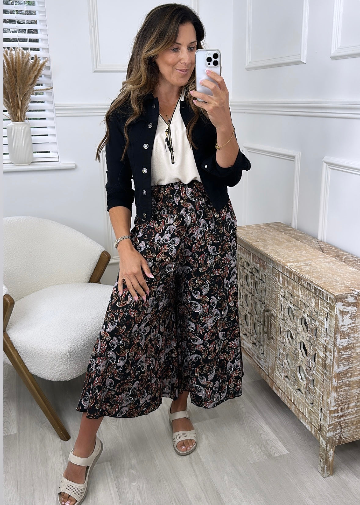 Saibh Black Wide Leg Trousers