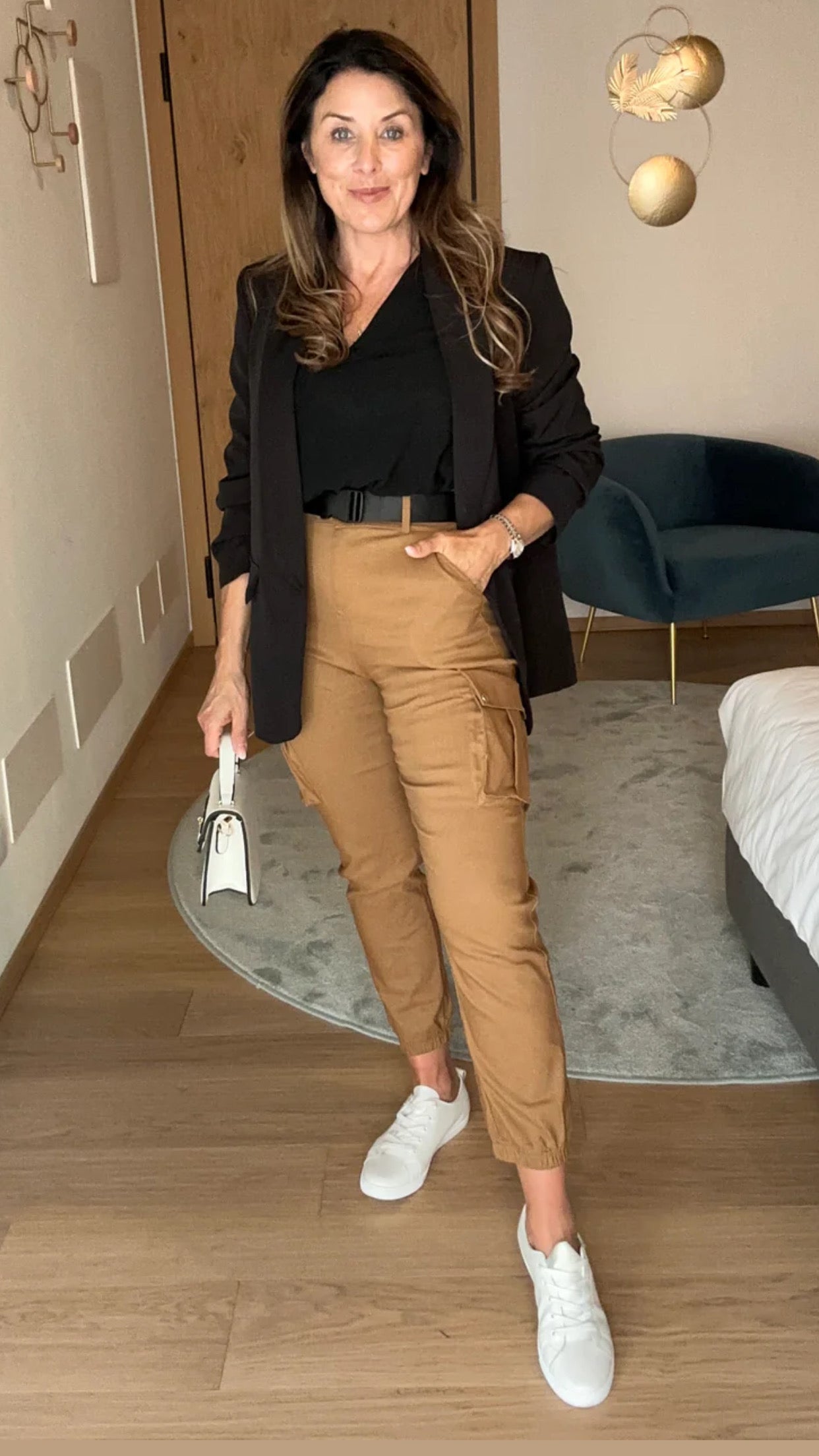 Barbara Camel Cargo Belted Trousers