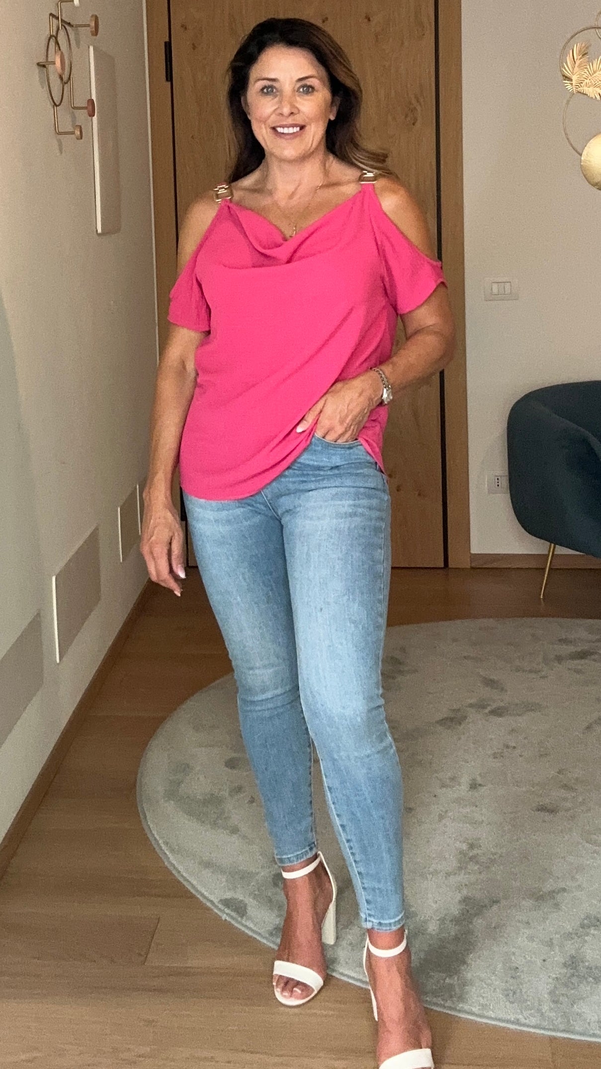 Meeda Fuchsia Cold Shoulder Top