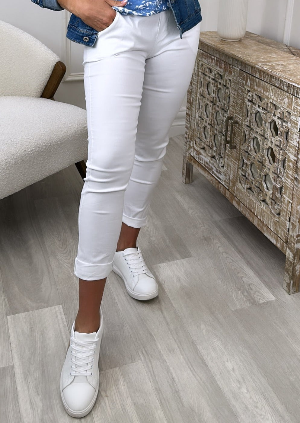 Caroline White Chino Joggers