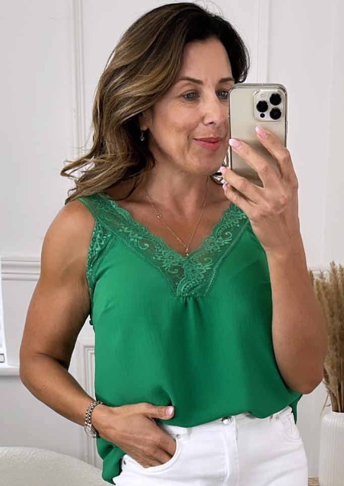Betty Green Lace Trim Cami