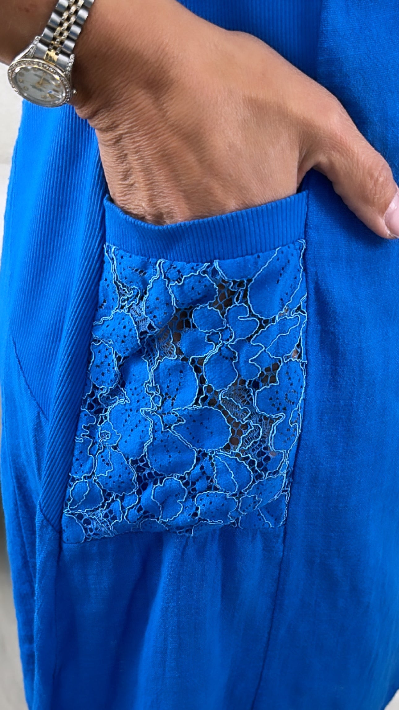 Bruna Royal Blue Lace Detail Tunic Dress