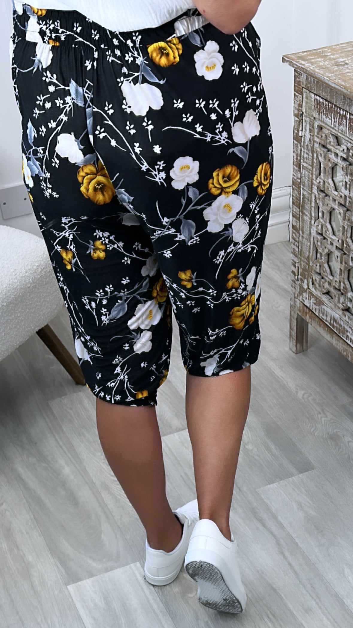 Netty Black Yellow Floral Harem Pants
