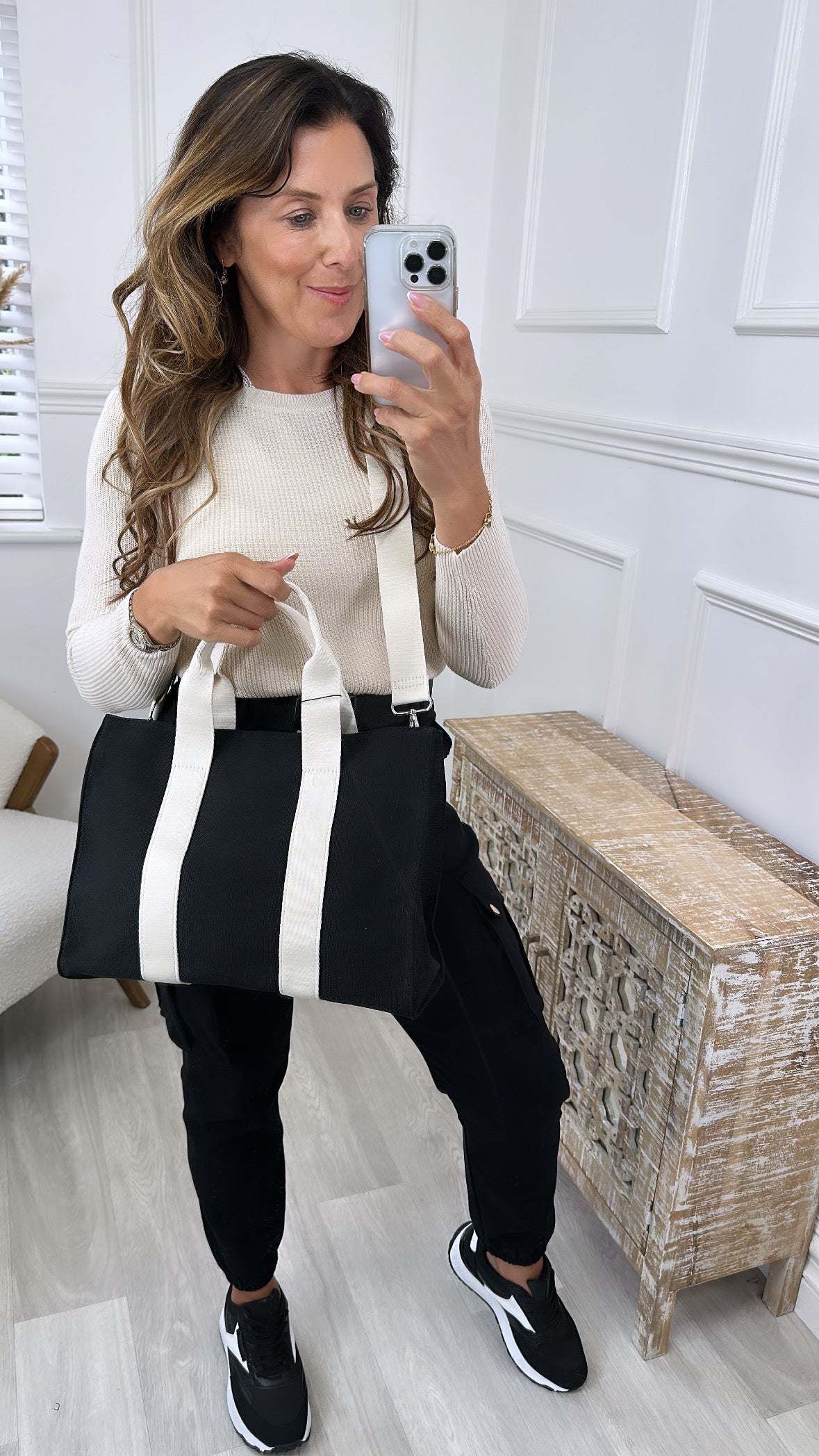 Darla Beige Square Tote Bag