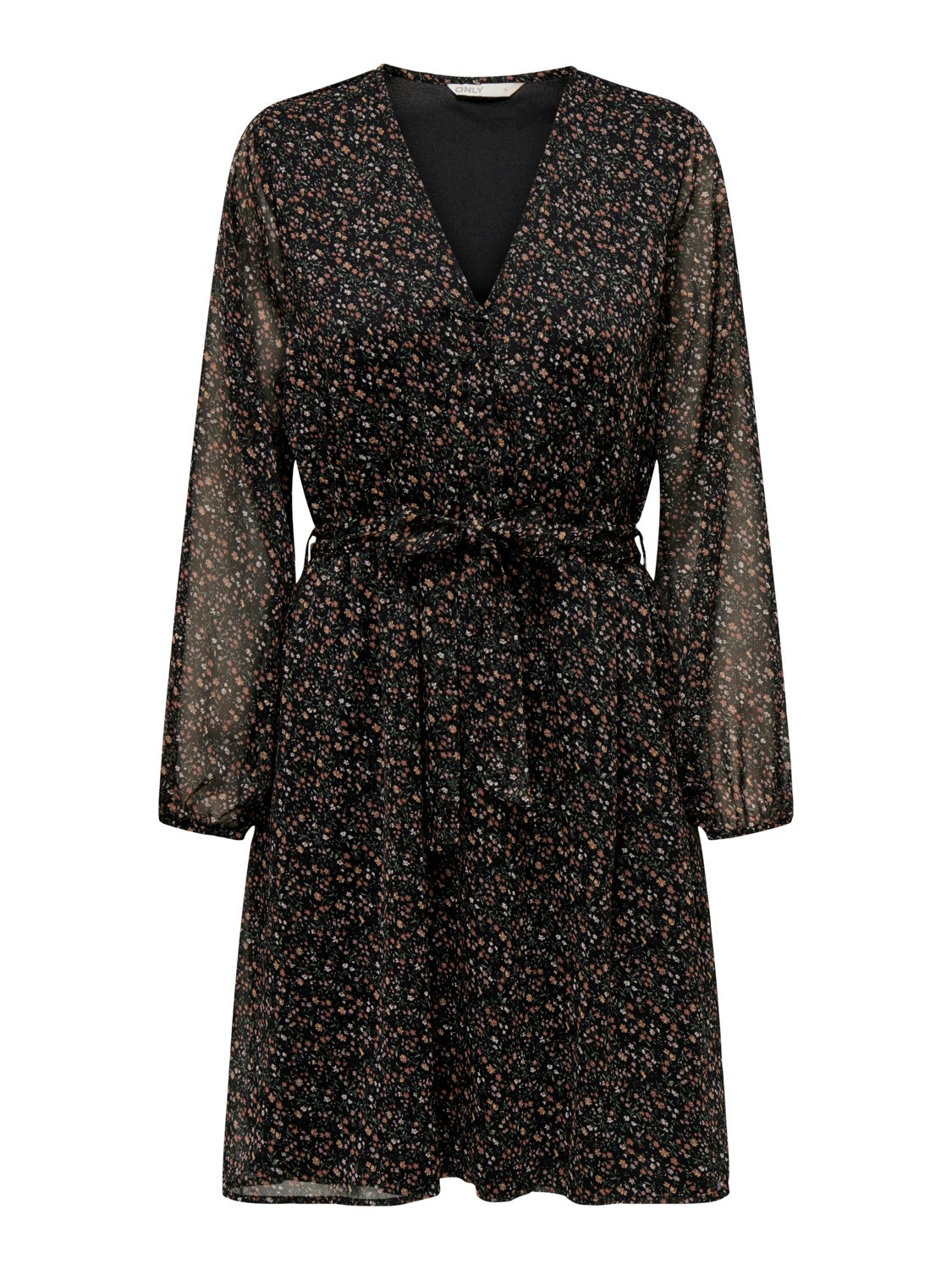 Cera Black Ditsy Print Mini Dress
