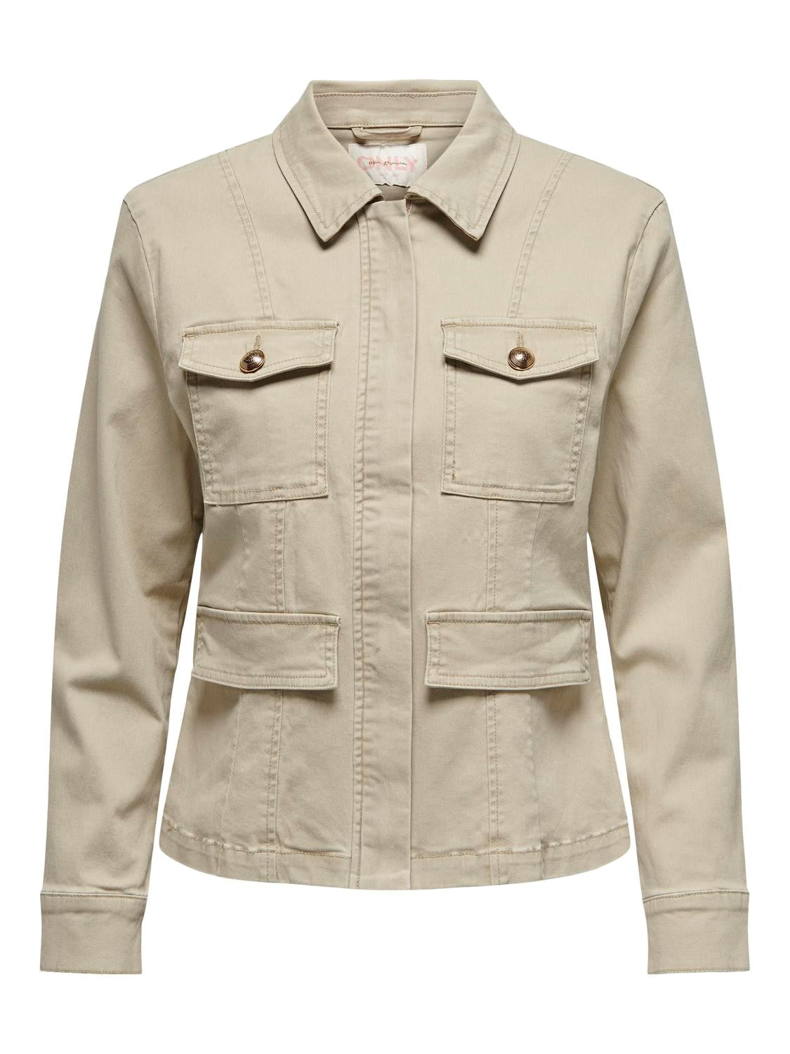 Cecily Beige Cargo Trench Coat