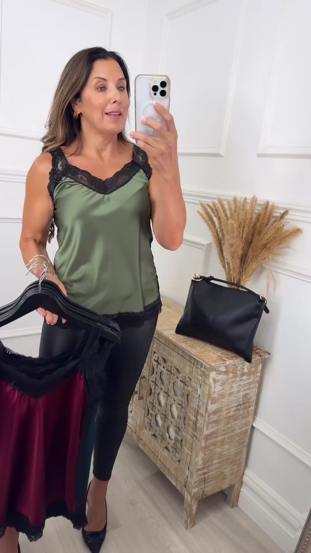Romy Khaki Lace Cami Top
