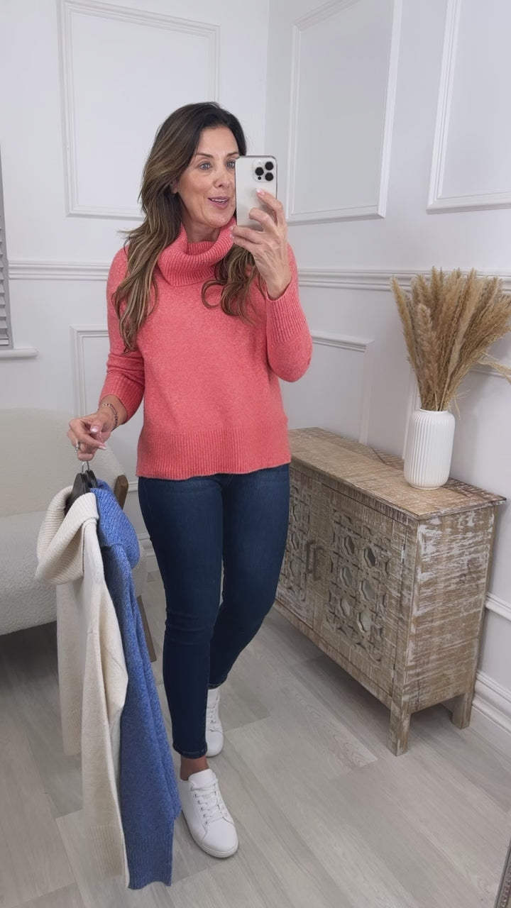 Doffy Tangerine Cowlneck Pullover