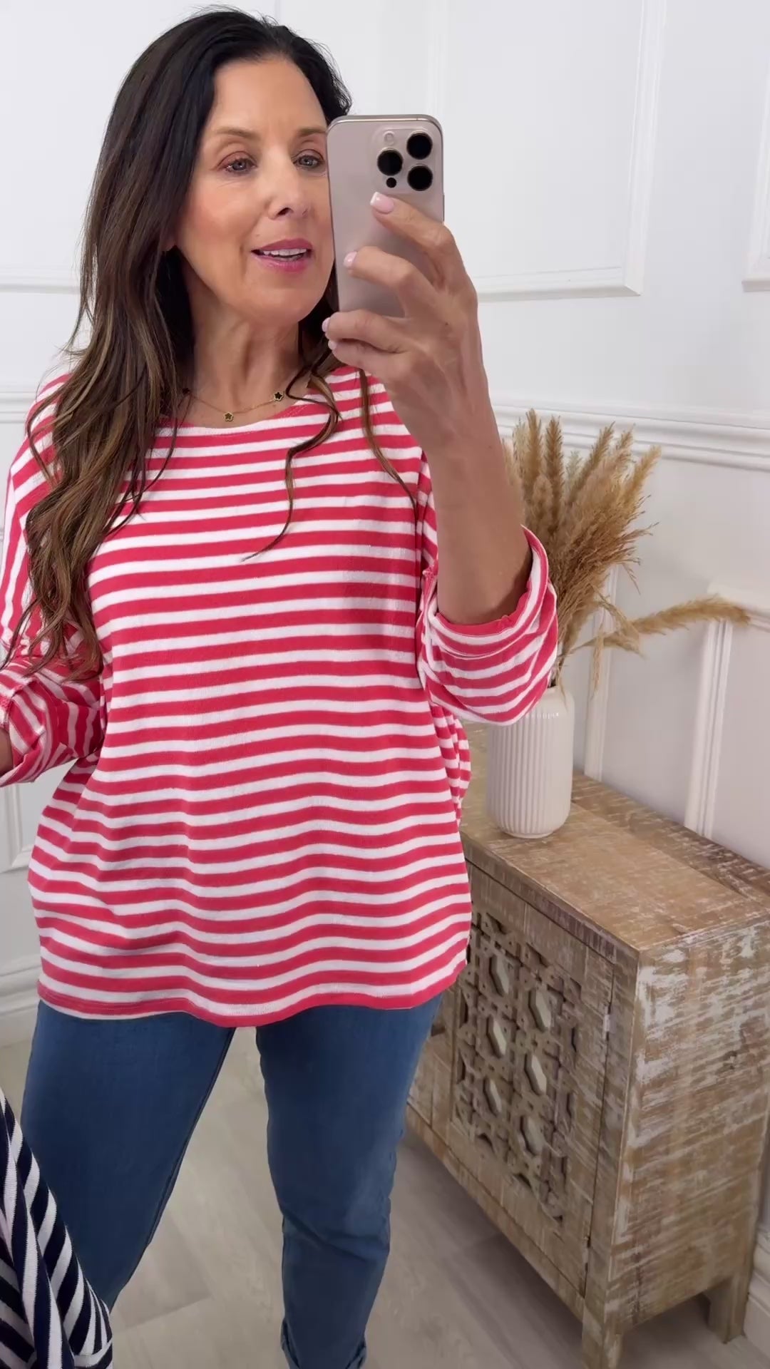 Francine Red Striped Top