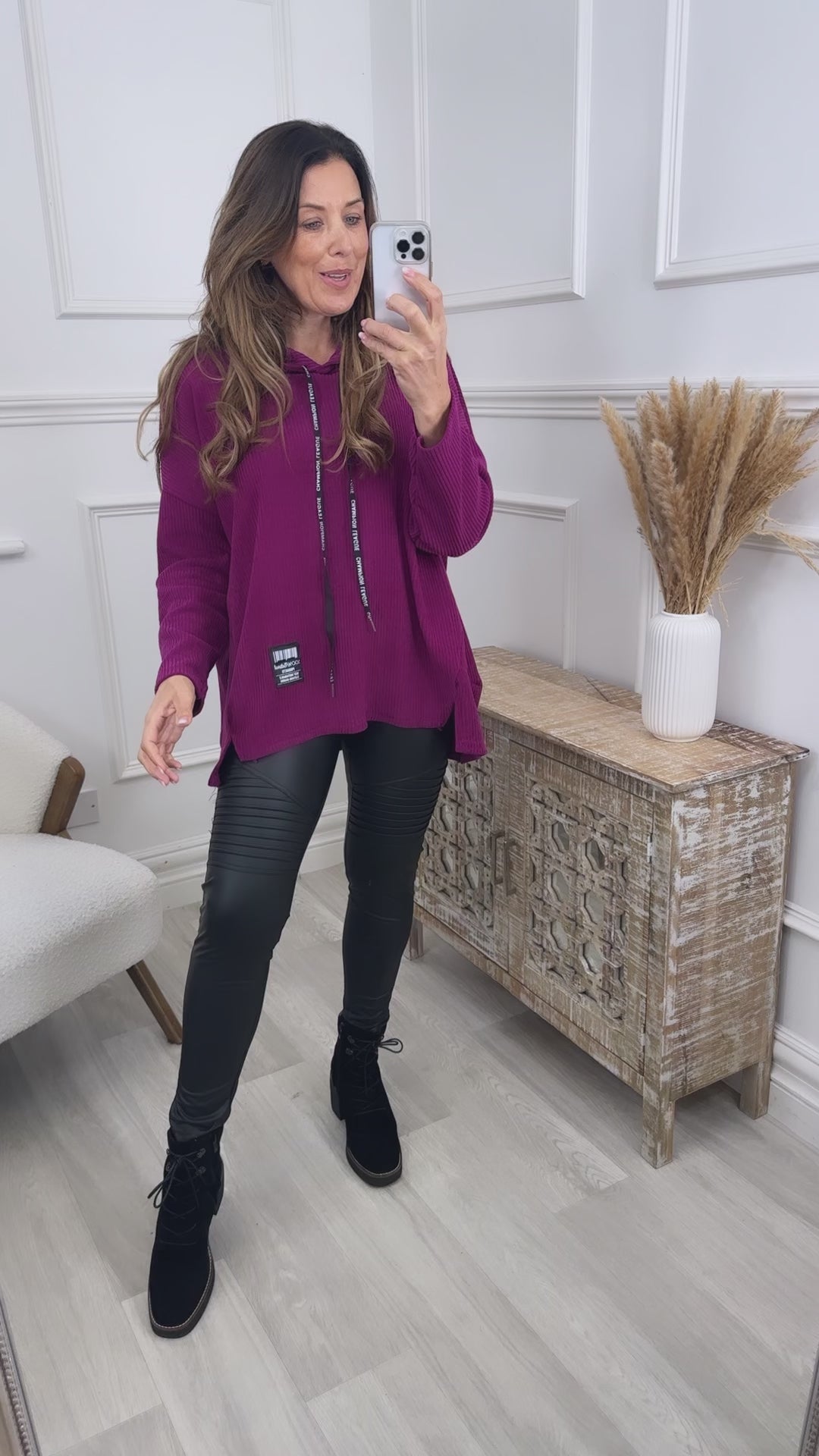 Sheena Wine Velour Hoodie