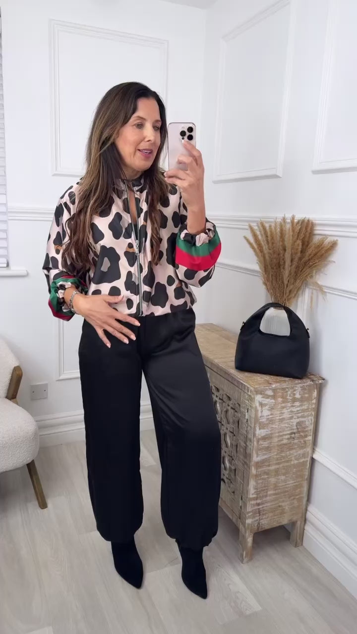 Amanda Leopard Stripe Bomber