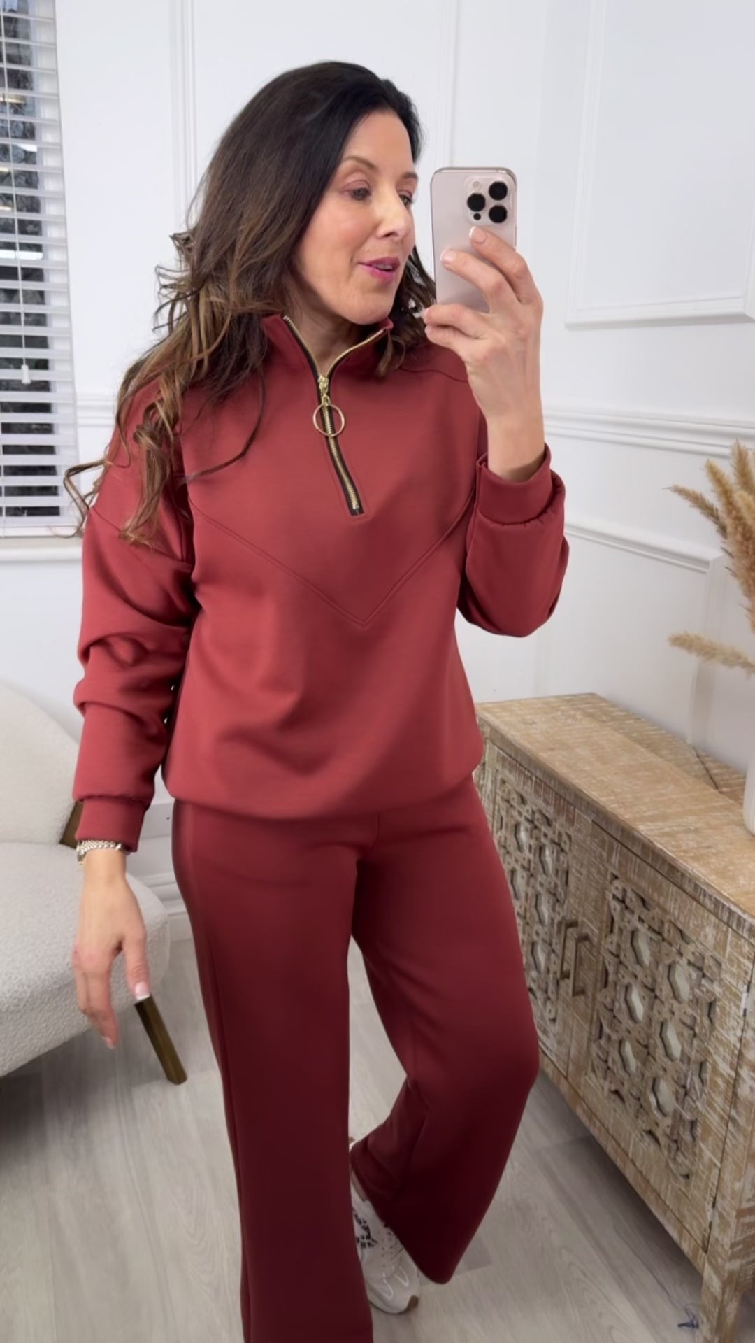 Martha Rust Half Zipper Set