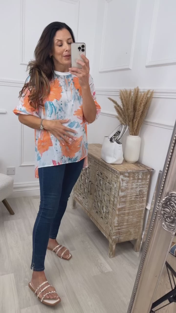 Winifred Orange Flower Blouse