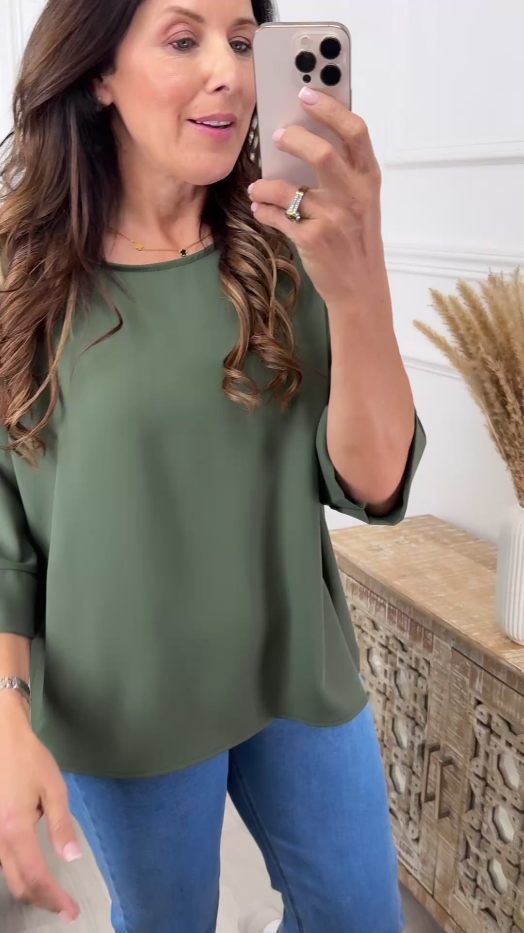 Cliona Khaki Flowing Blouse