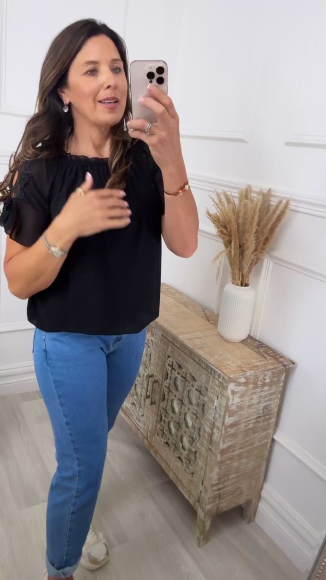 Eimear Black Ruffle Neck Blouse