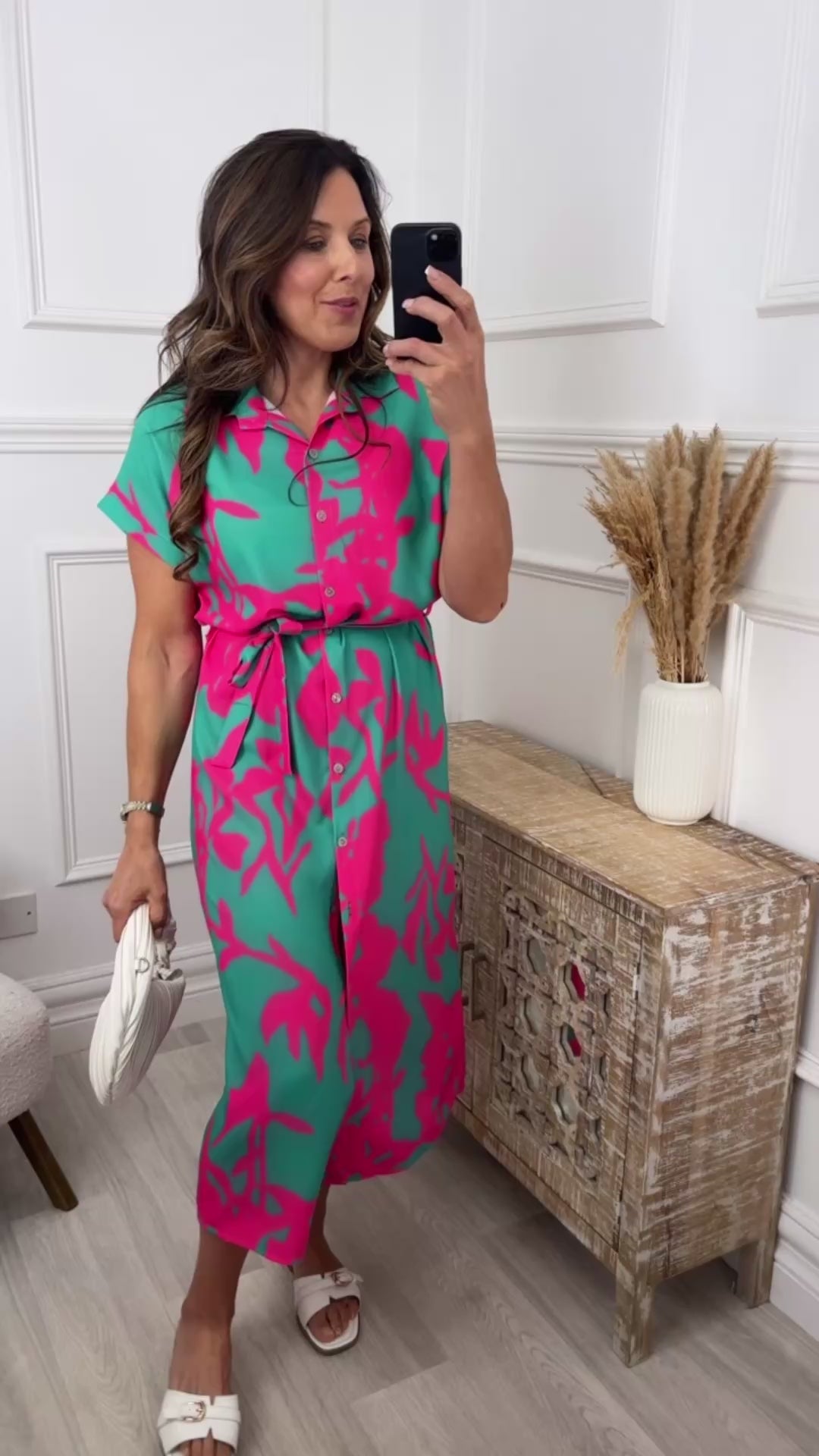 Shakira Turquoise Pattern Shirt Dress