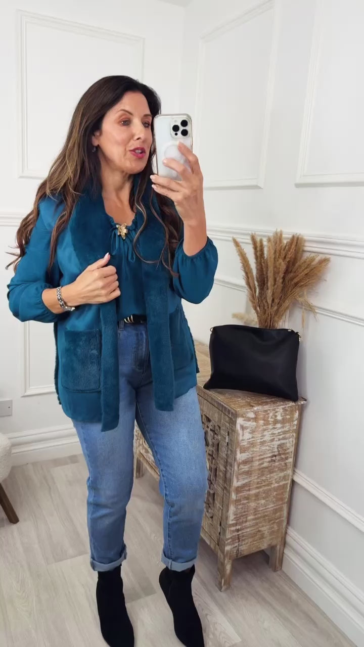 Meadow Teal Elasticated Neck Top