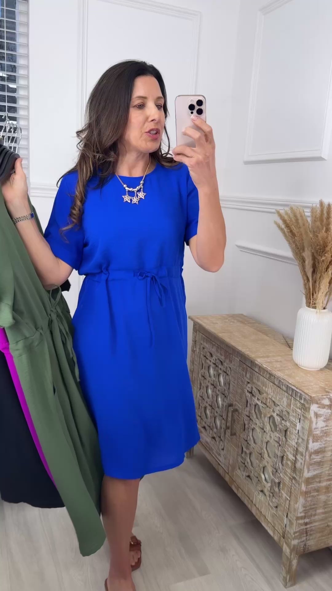Jacqueline Royal Blue Drawstring Waist Dress
