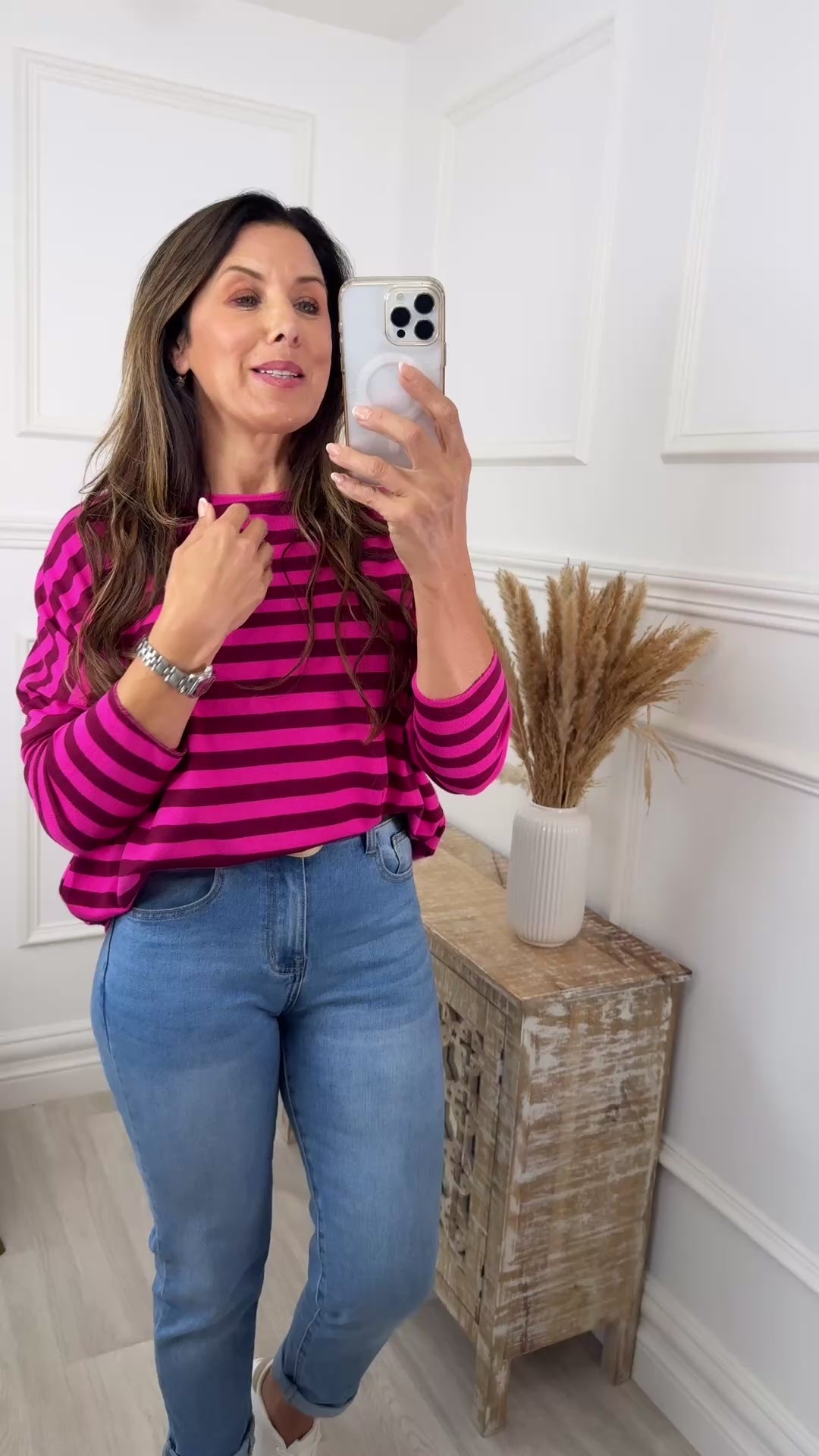 Viola Cerise and Magenta Striped Top
