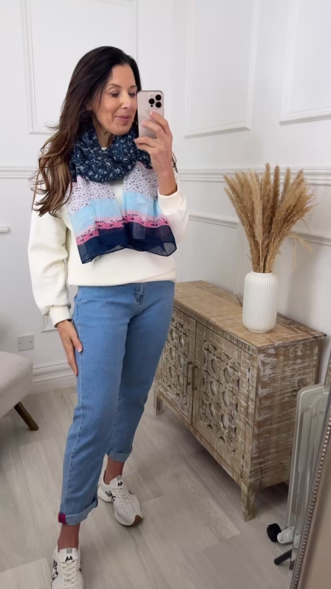 Faye Navy Multi Print Scarf