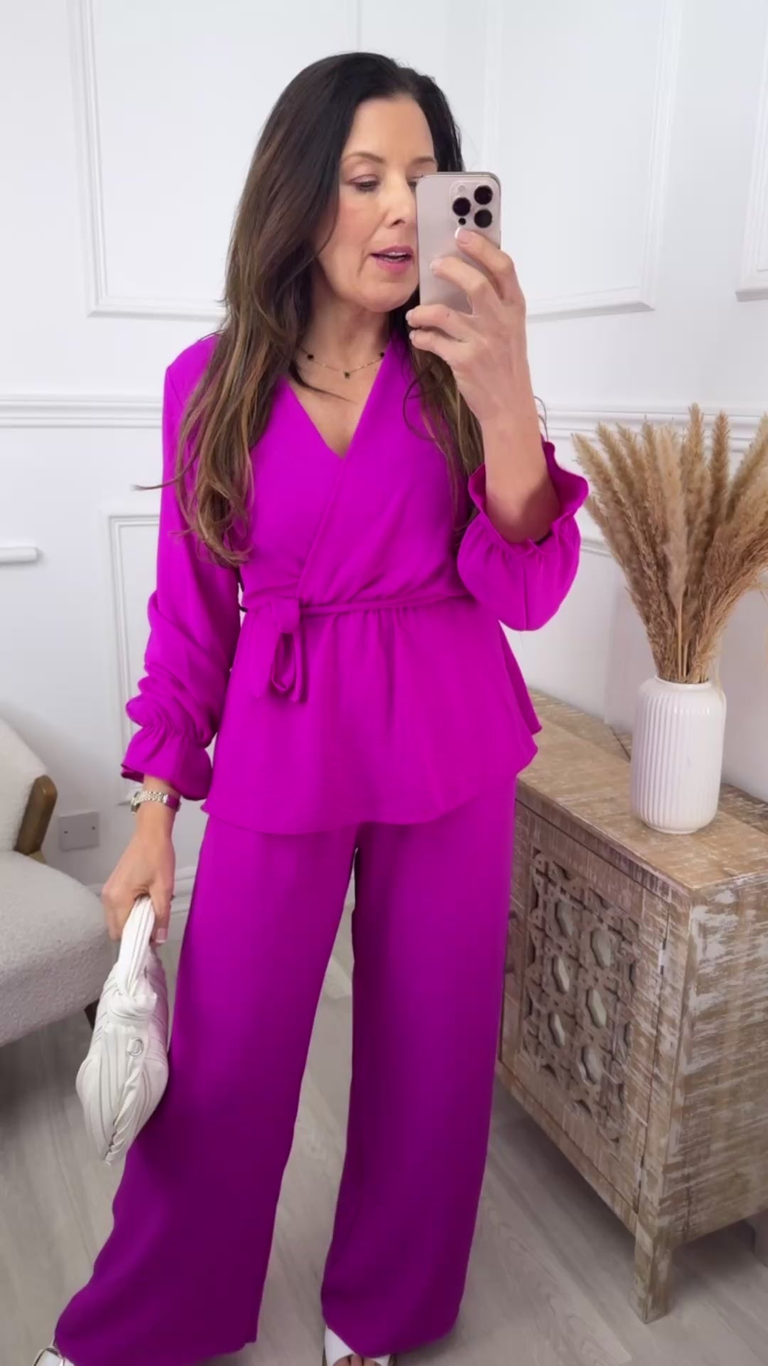 Andrea Magenta Wrap Top Set