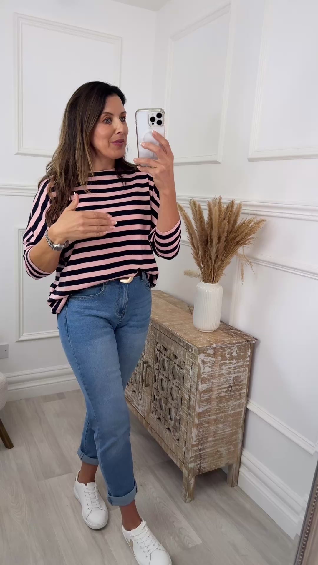 Viola Pink and Navy Striped Top