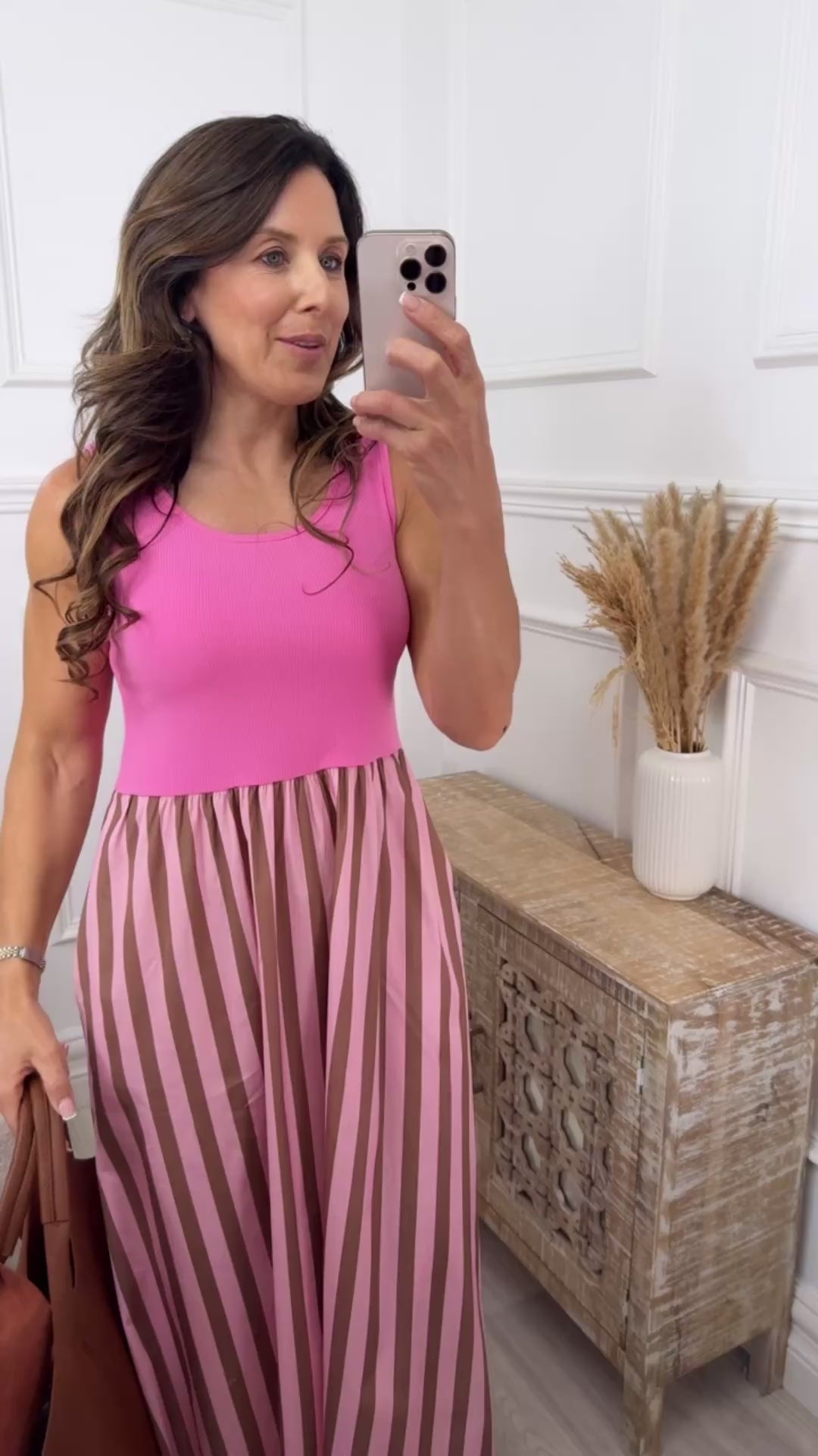 Carolina Brown Striped Maxi Dress