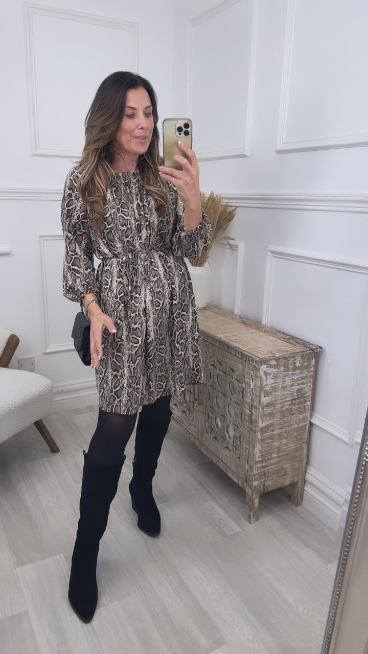 Fausta Snake Print Bardot Dress