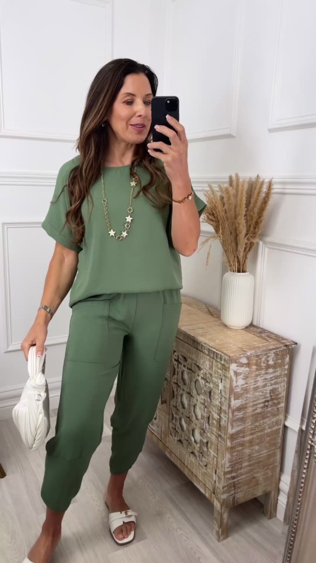 Portia Khaki Short Sleeve Set🖤Pre Order🖤