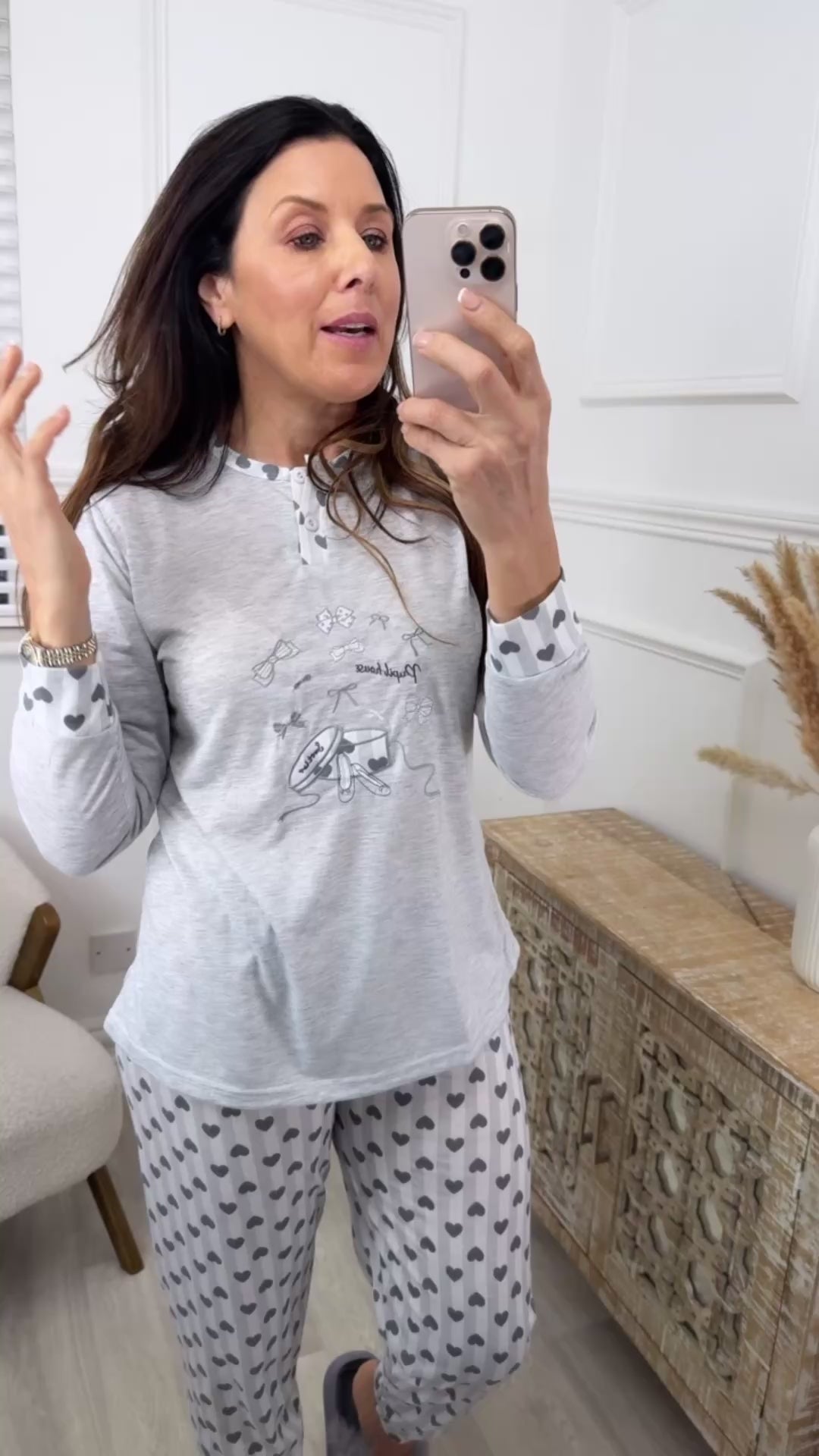 Donella Grey Embroidered Pajama