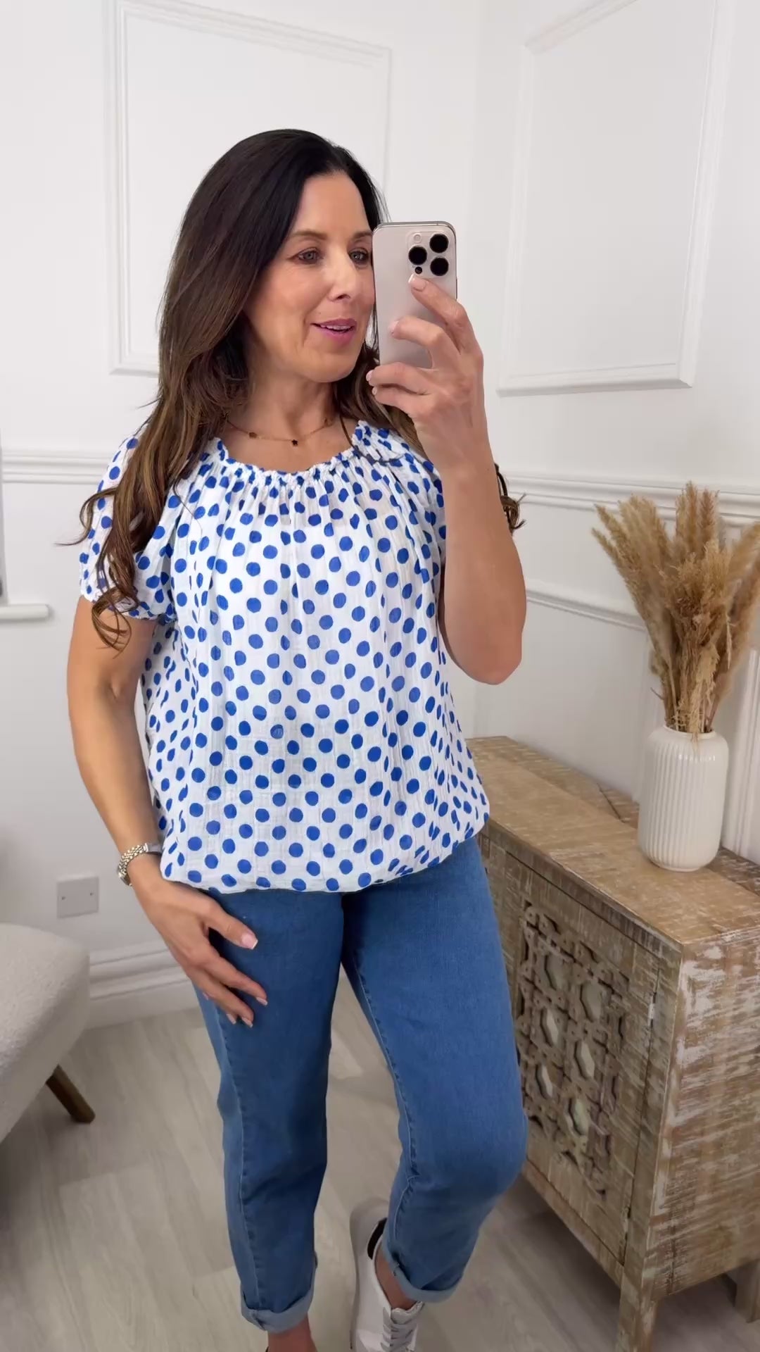 Solange Royal Blue Polka Dot Blouse