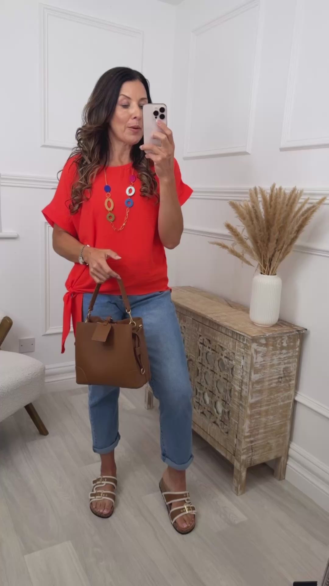 Bernadette Orange Side Knot Top