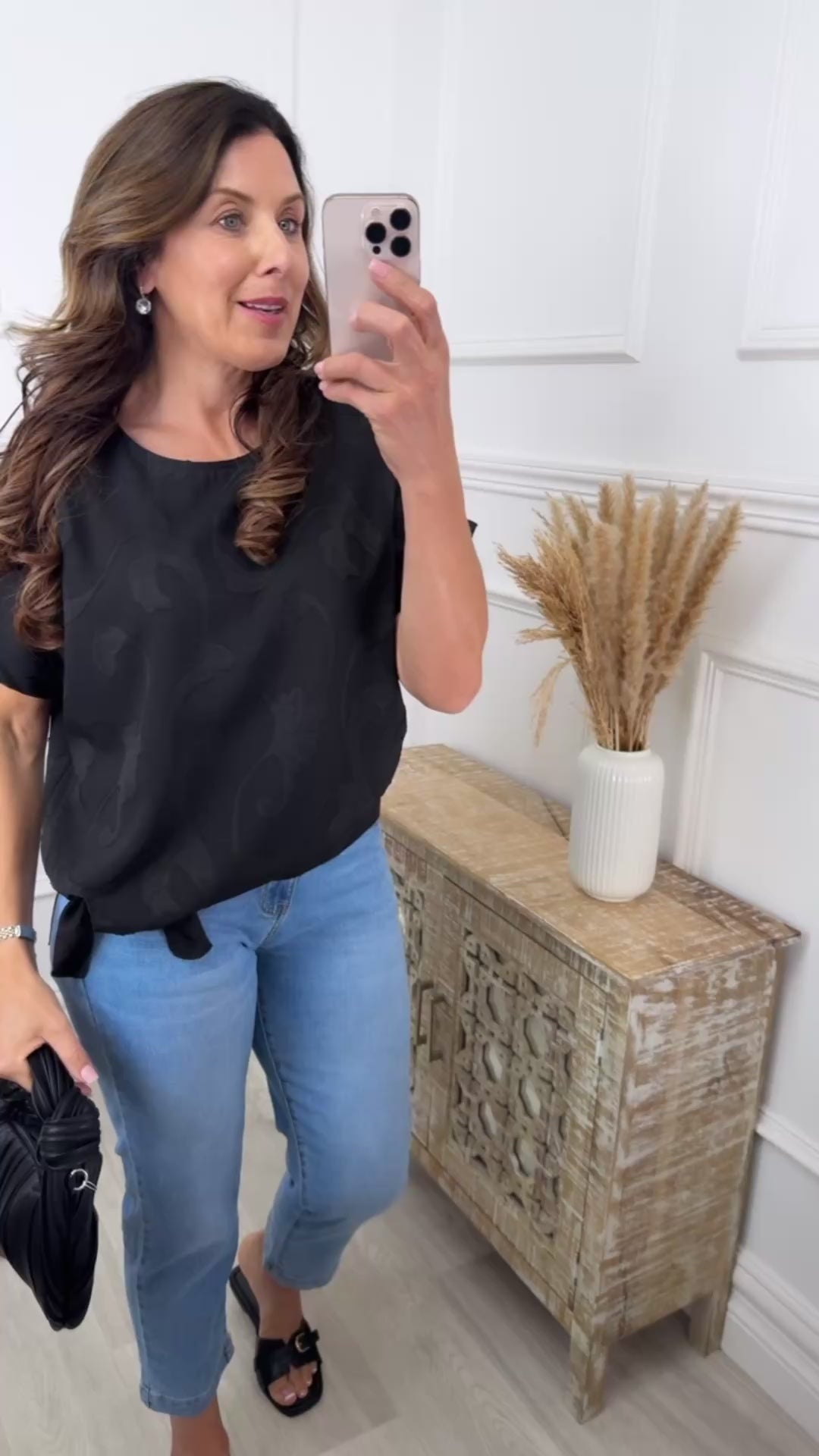Jacky Black Embossed Top