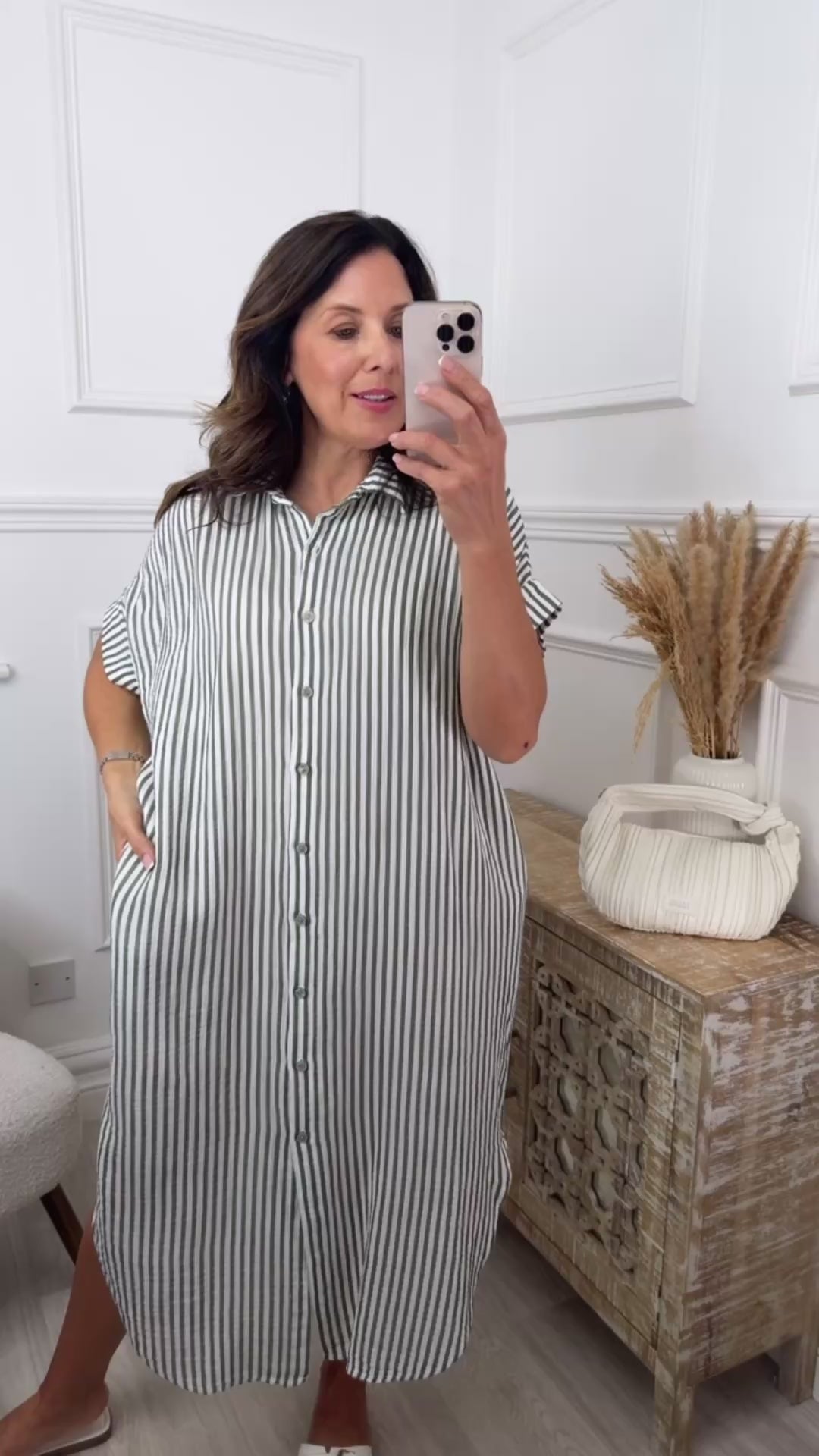 Celia Khaki Kaftan Shirt Dress