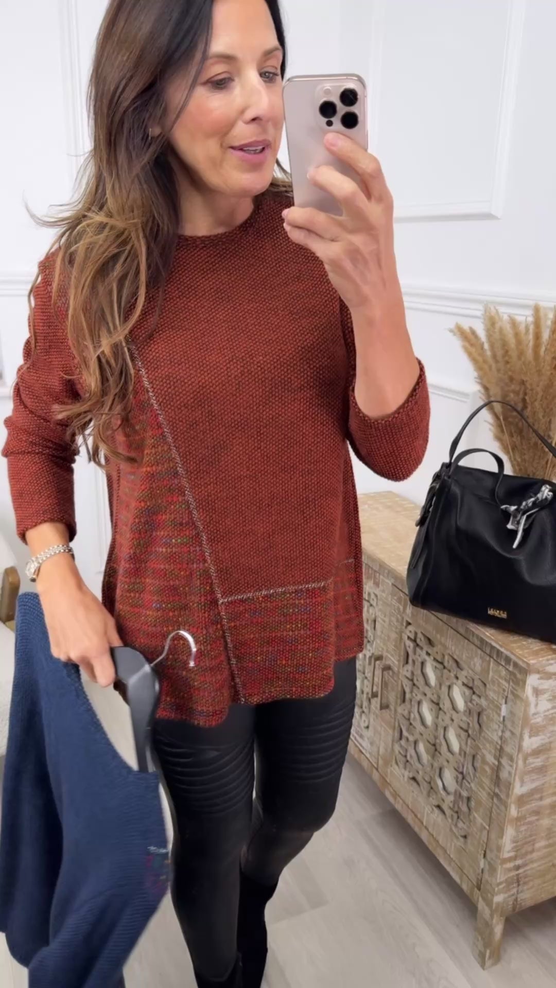 Gretta Rust Asymmetric Stripes Sweater