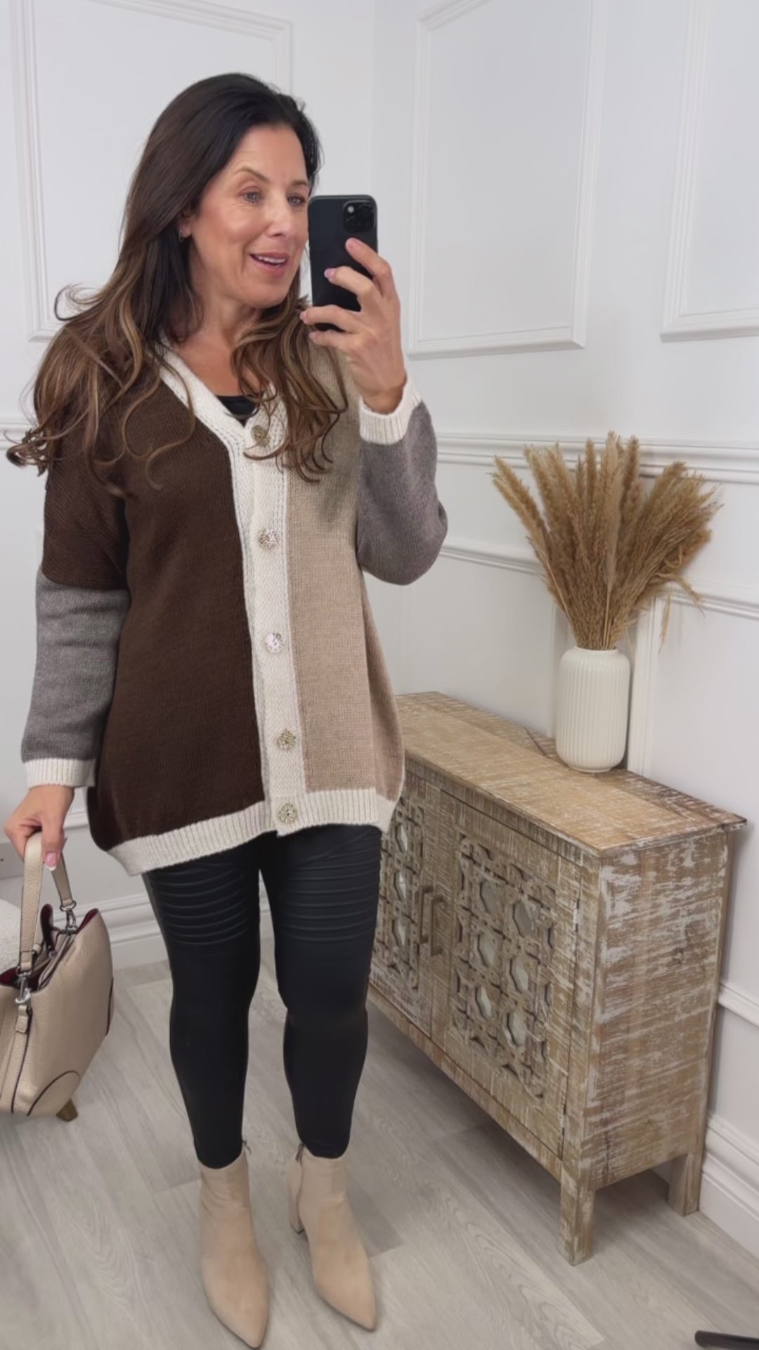Nell Brown Colourblock Cardigan