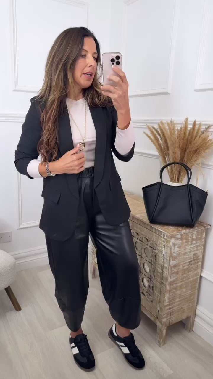 Croia Black PU Leather Pants